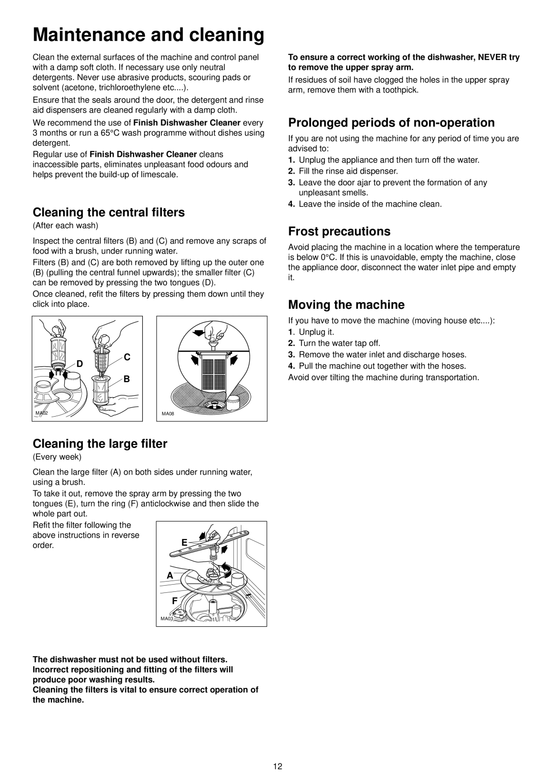 Tricity Bendix DH 088 manual Maintenance and cleaning 