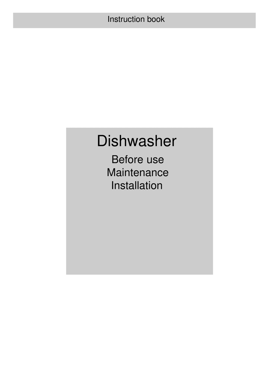 Tricity Bendix DH 103 manual Dishwasher 