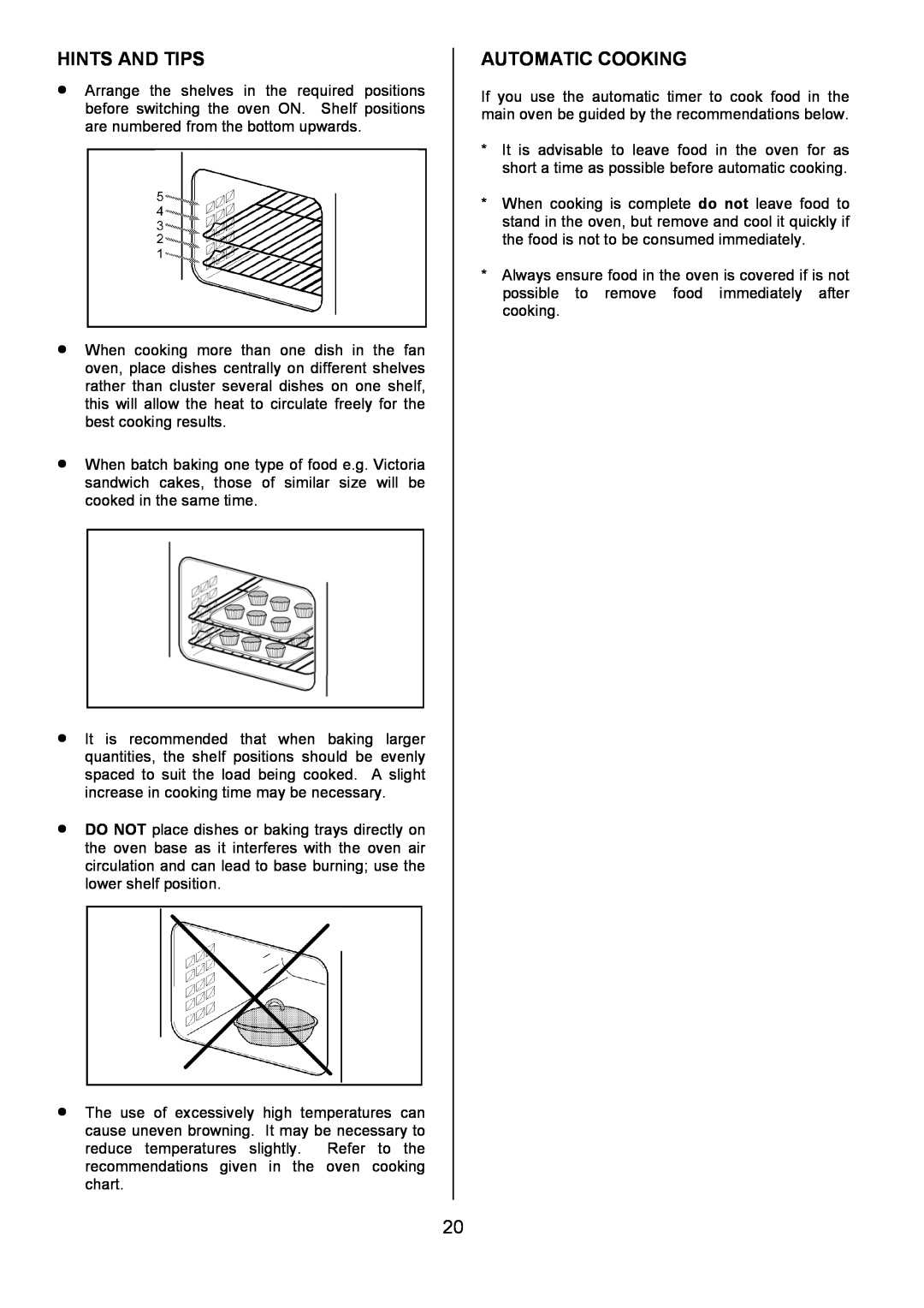 Tricity Bendix DSIE456 installation instructions Hints And Tips, Automatic Cooking 