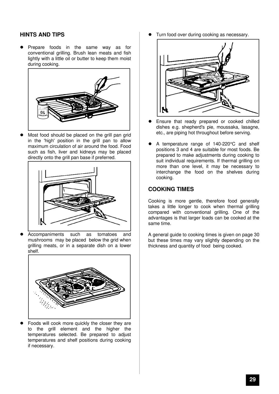 Tricity Bendix DURHAM installation instructions Cooking Times 