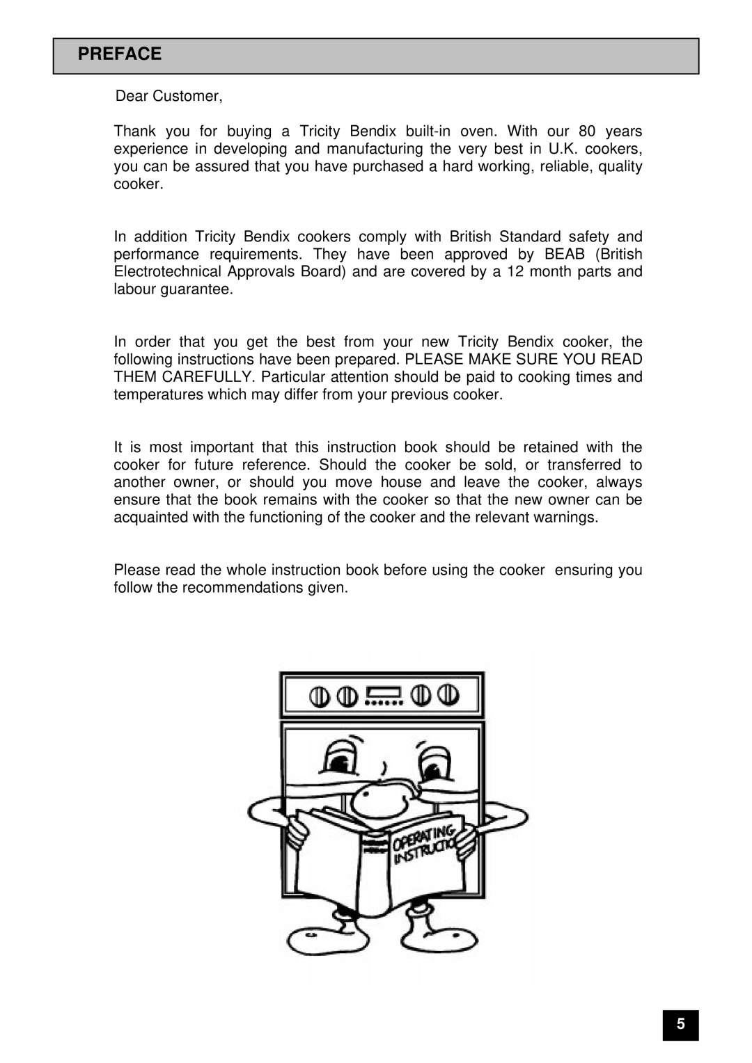 Tricity Bendix DURHAM installation instructions Preface 