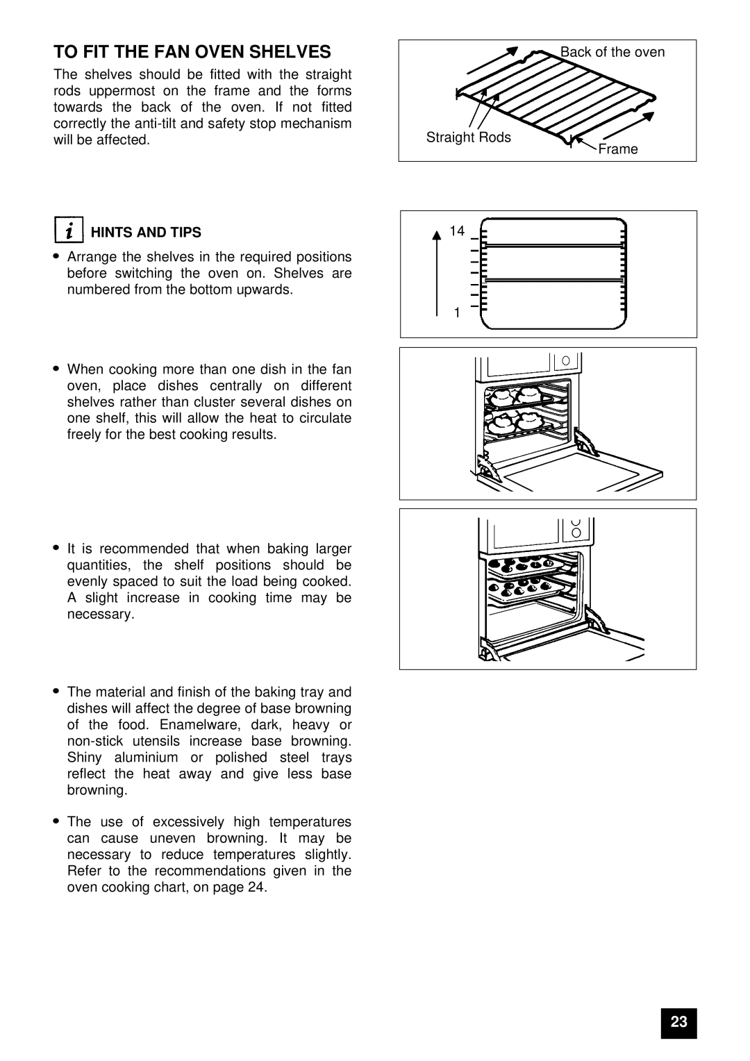 Tricity Bendix E 715 installation instructions To FIT the FAN Oven Shelves 