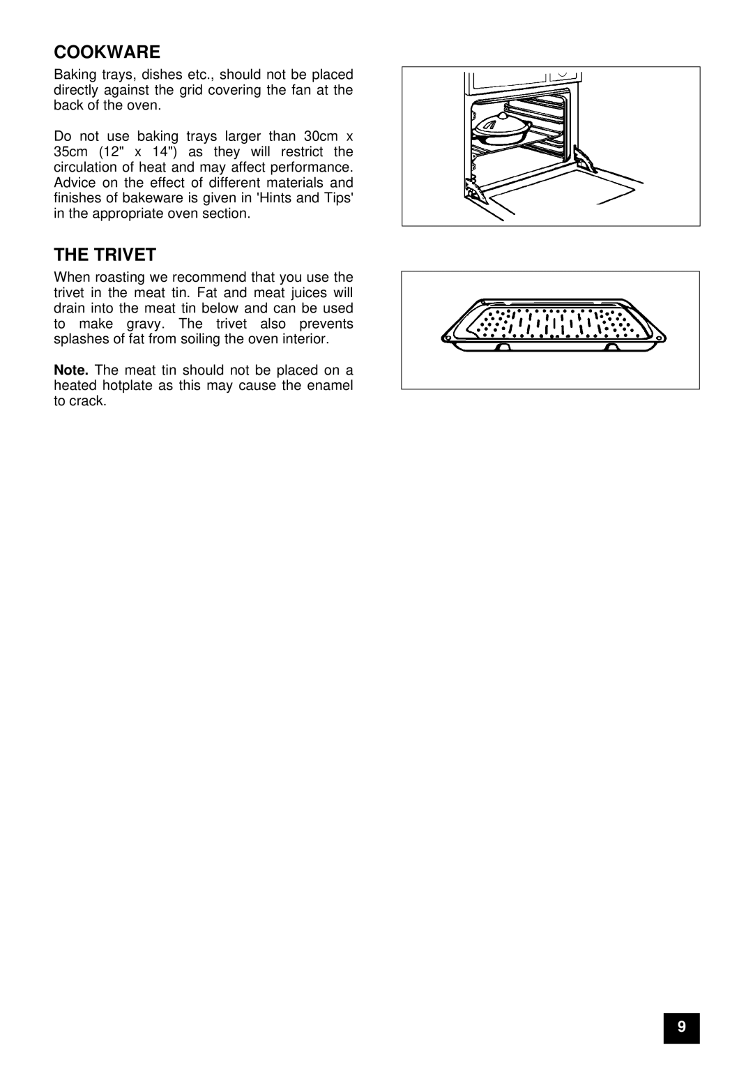 Tricity Bendix E 715 installation instructions Cookware, Trivet 