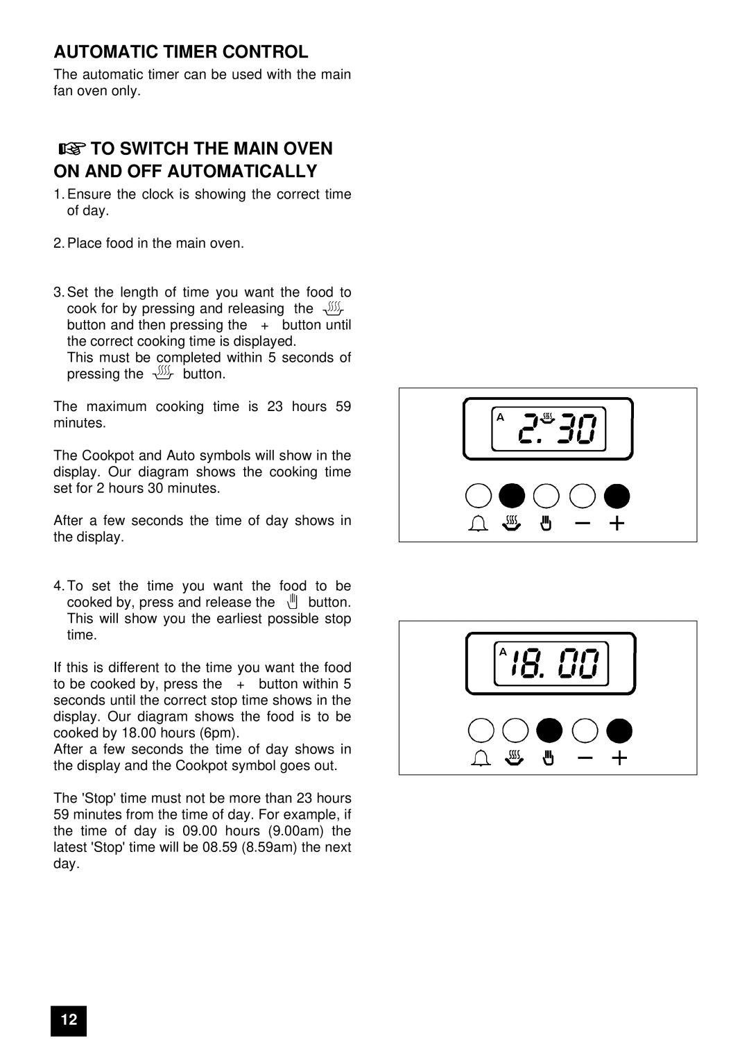 Tricity Bendix E 750 installation instructions Automatic Timer Control, To Switch the Main Oven on and OFF Automatically 