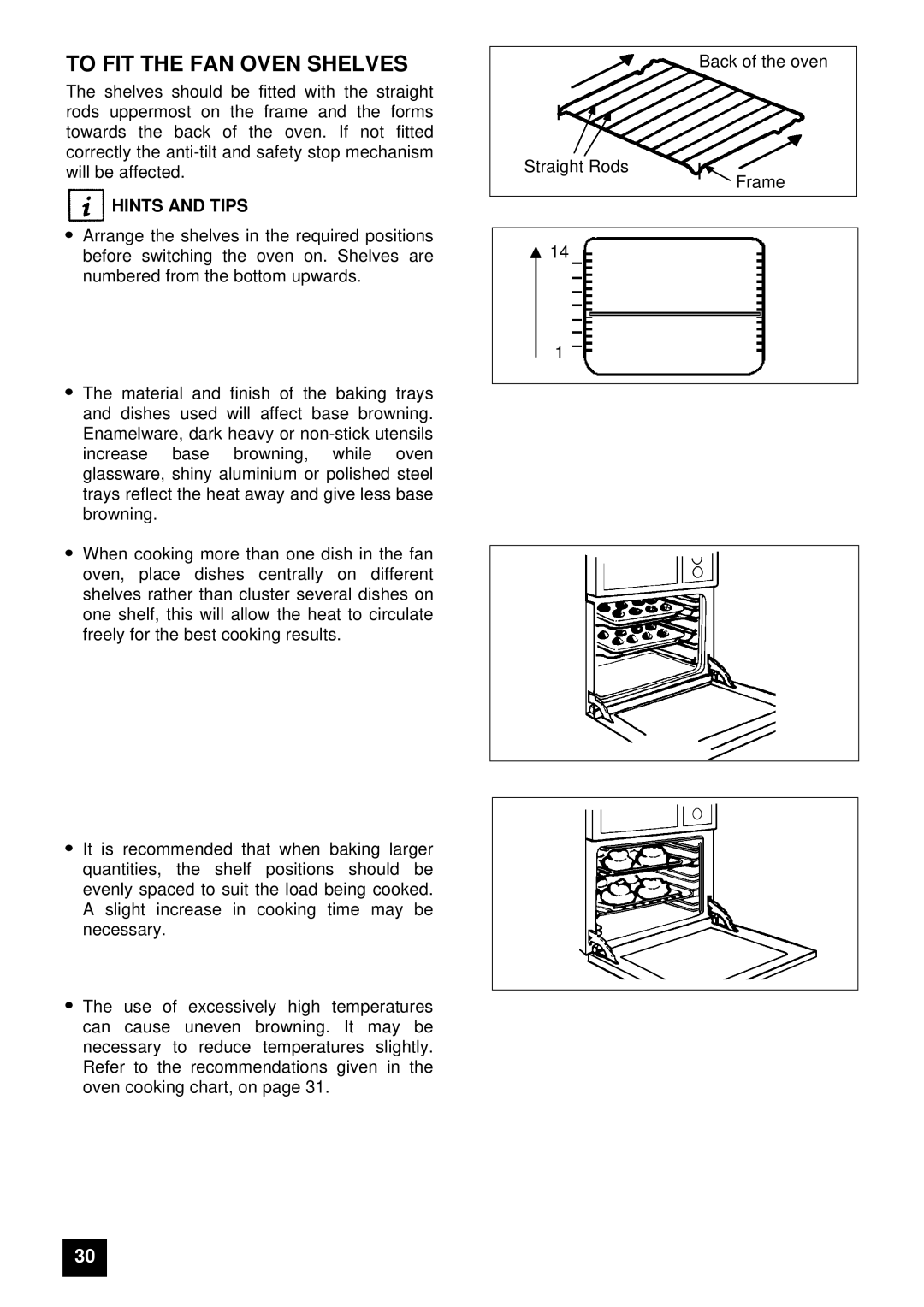 Tricity Bendix E 750 installation instructions To FIT the FAN Oven Shelves 