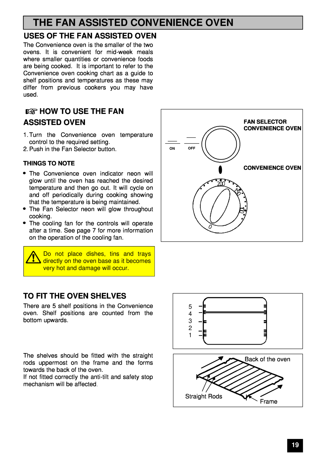 Tricity Bendix E 750 The Fan Assisted Convenience Oven, Uses Of The Fan Assisted Oven, How To Use The Fan Assisted Oven 