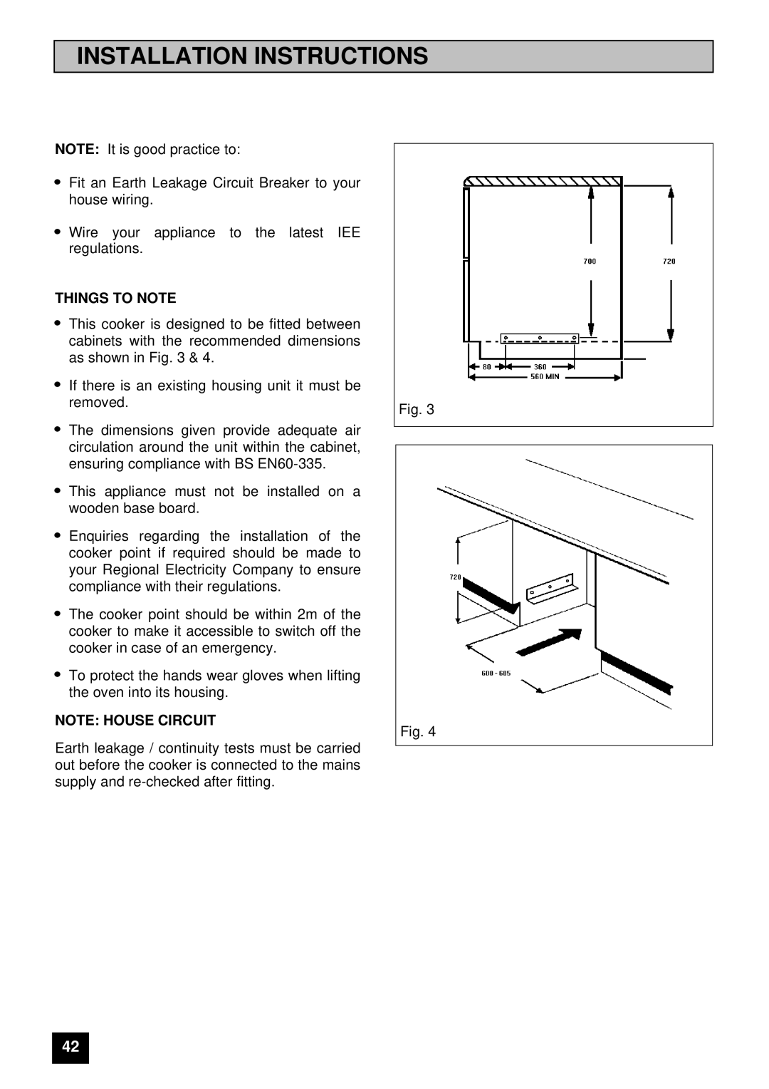 Tricity Bendix E710 installation instructions Things to Note 