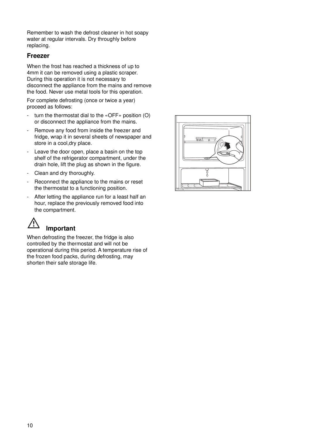 Tricity Bendix ECD 807-W manual Freezer 