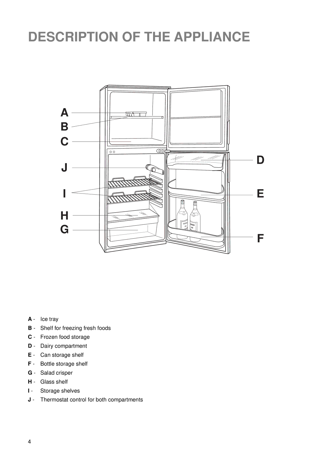 Tricity Bendix ECD 807-W manual Description of the Appliance 