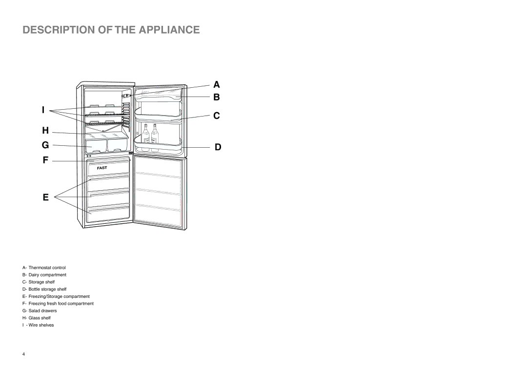 Tricity Bendix ECD 937 manual Description of the Appliance 