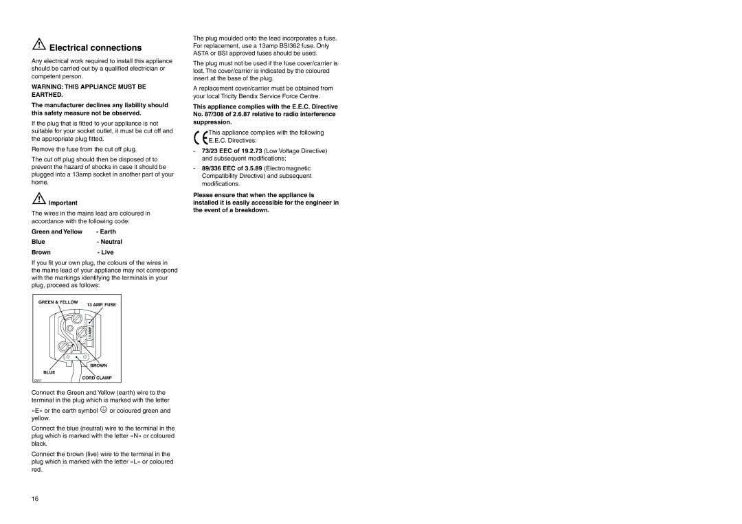 Tricity Bendix ECD 937 manual Operation, Before using, Setting the temperature, Freezer compartment, Freezing fresh food 