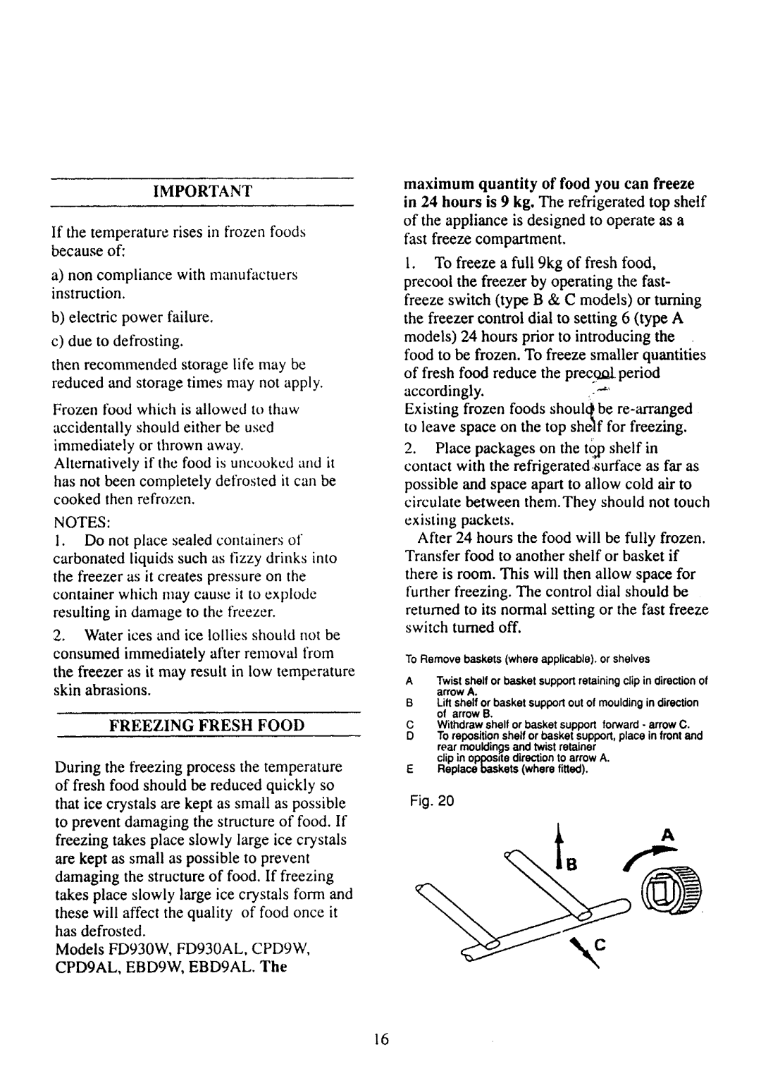 Tricity Bendix FD930, ECD019 manual 