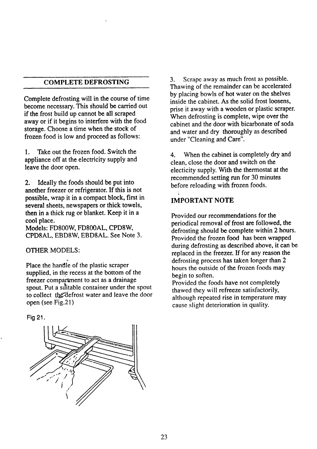 Tricity Bendix ECD019, FD930 manual 