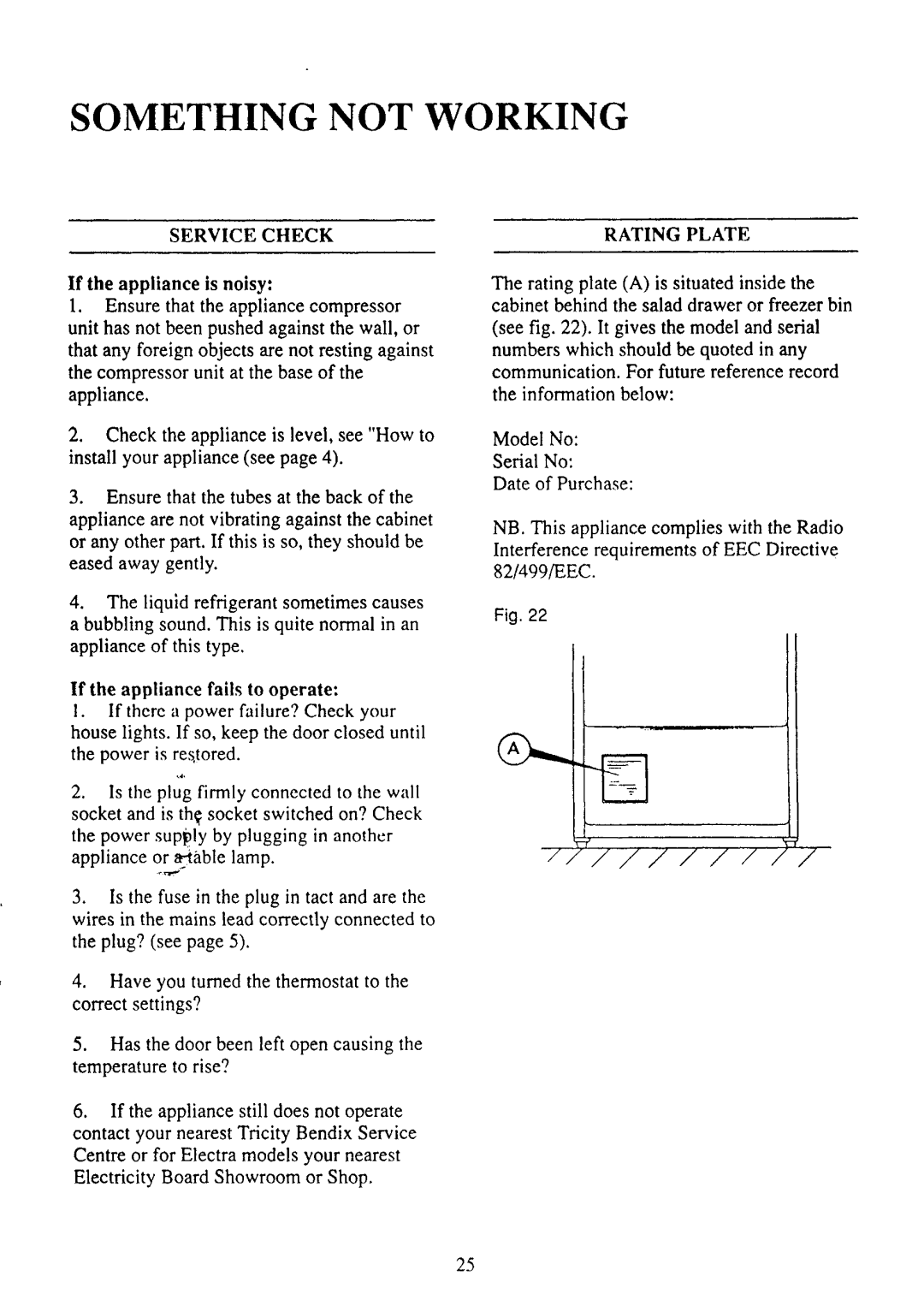 Tricity Bendix ECD019, FD930 manual 