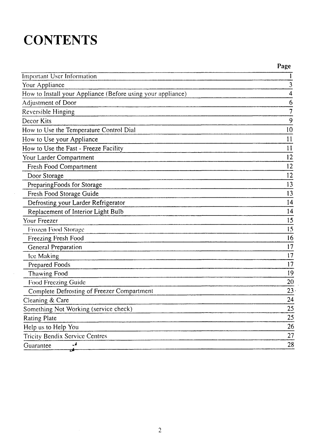 Tricity Bendix FD930, ECD019 manual 