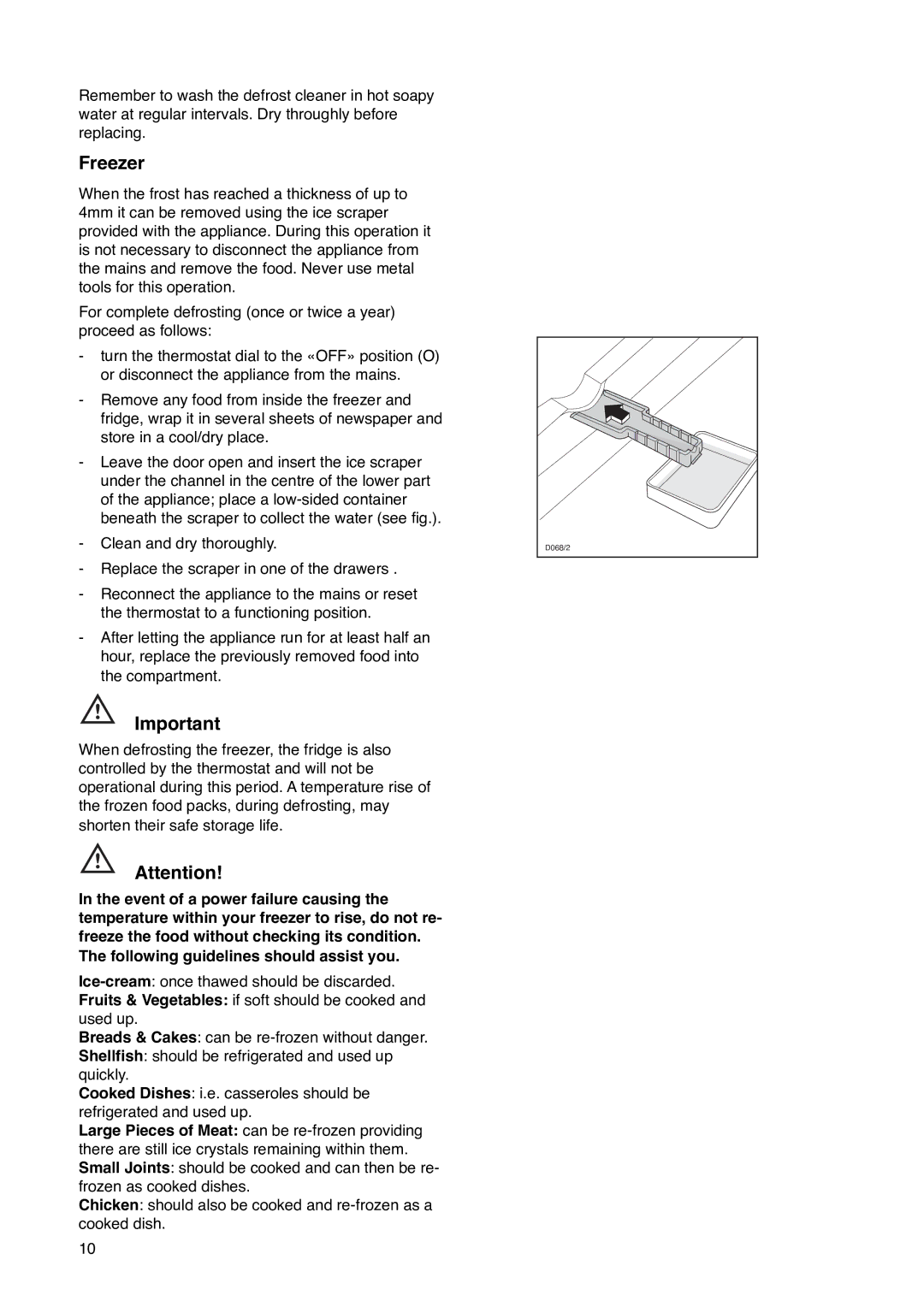 Tricity Bendix FD 852 A installation instructions Freezer 