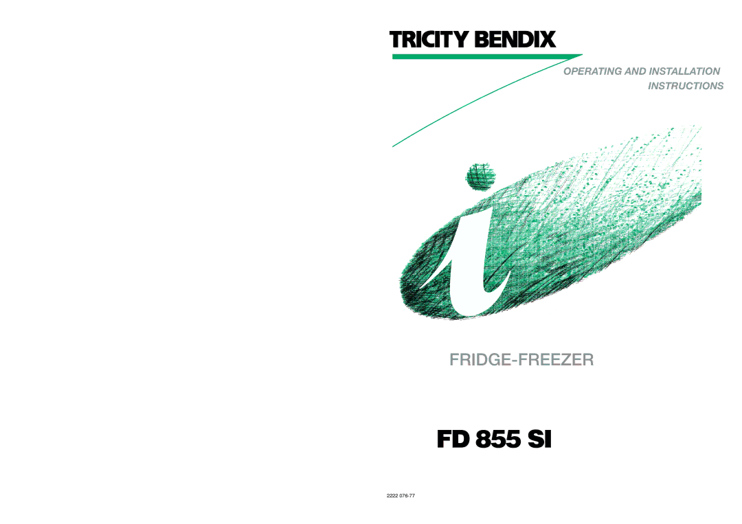 Tricity Bendix FD 855 SI installation instructions 