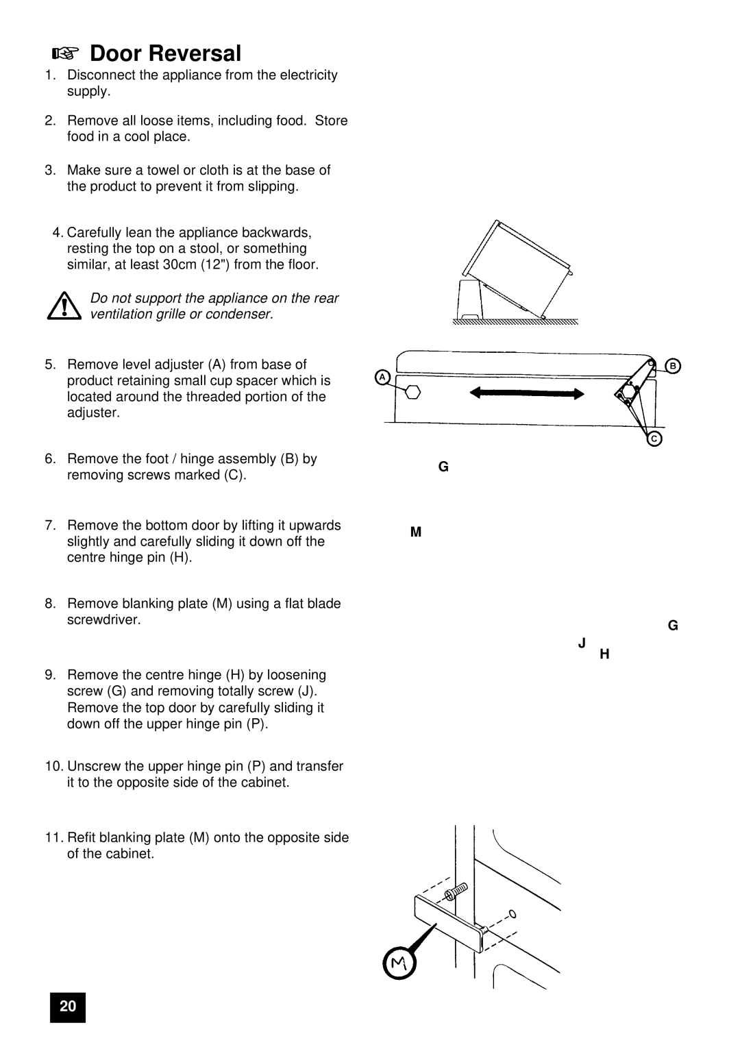 Tricity Bendix FD106W instruction manual Door Reversal 