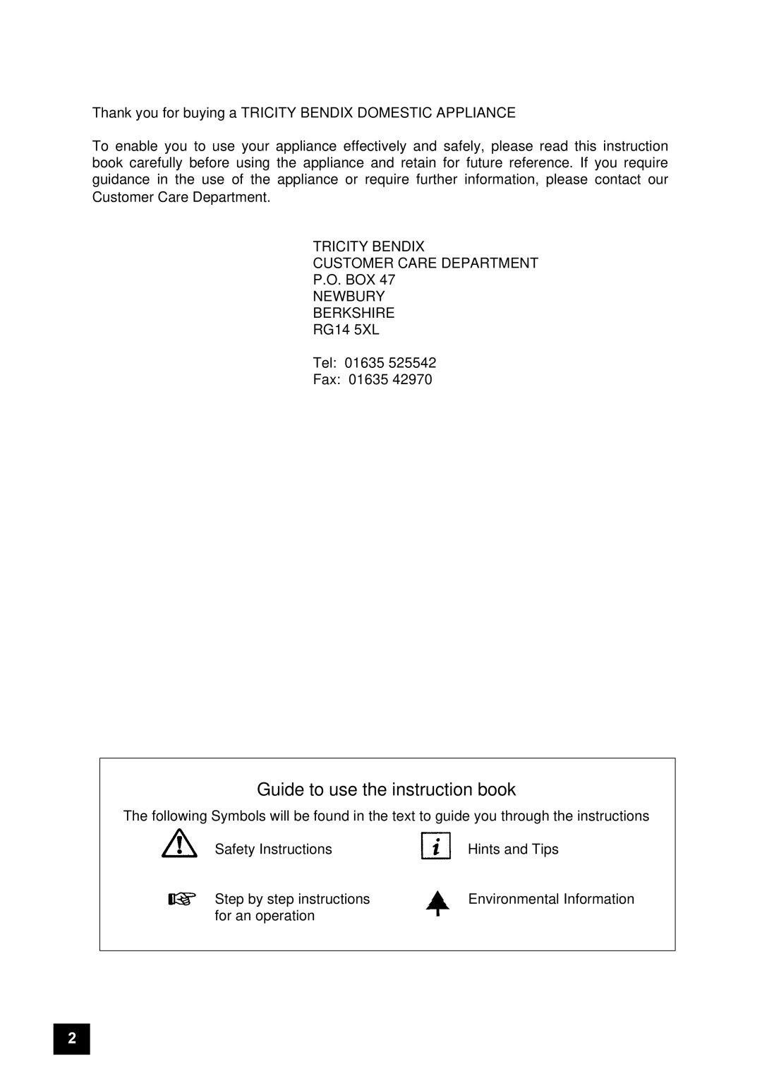 Tricity Bendix FD806W, ECD806 instruction manual Guide to use the instruction book 