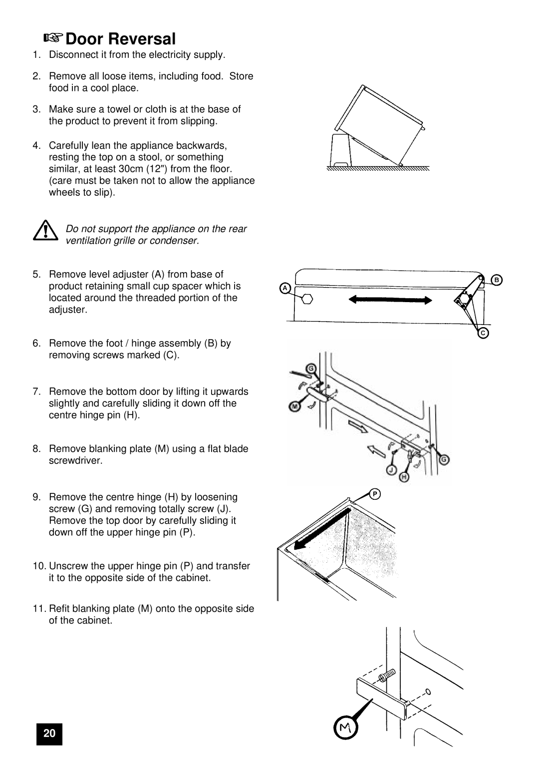 Tricity Bendix FDF107W instruction manual Door Reversal 