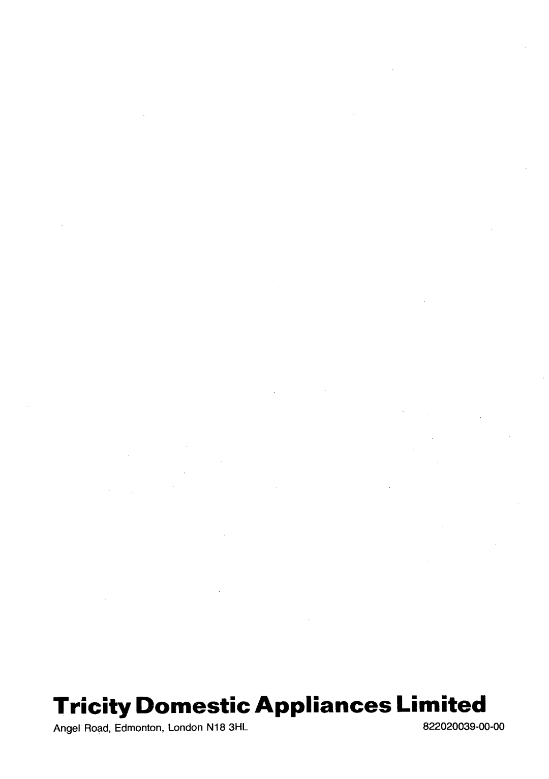 Tricity Bendix Freezer Operating manual 