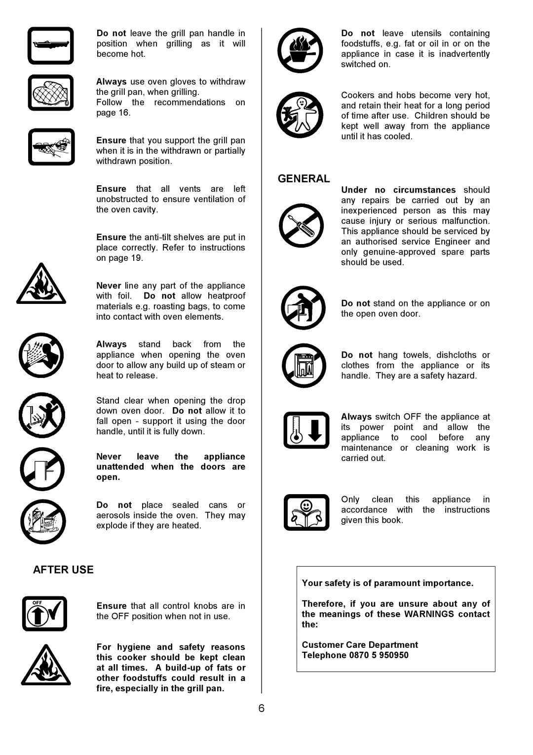 Tricity Bendix MDB700 installation instructions After USE, General 