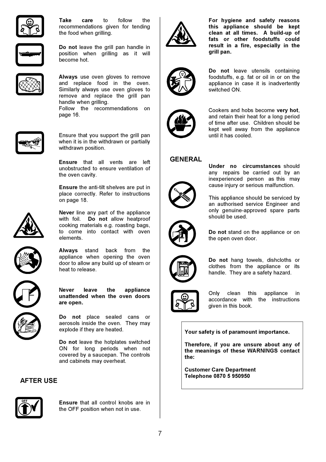 Tricity Bendix RE50G installation instructions After USE, General 