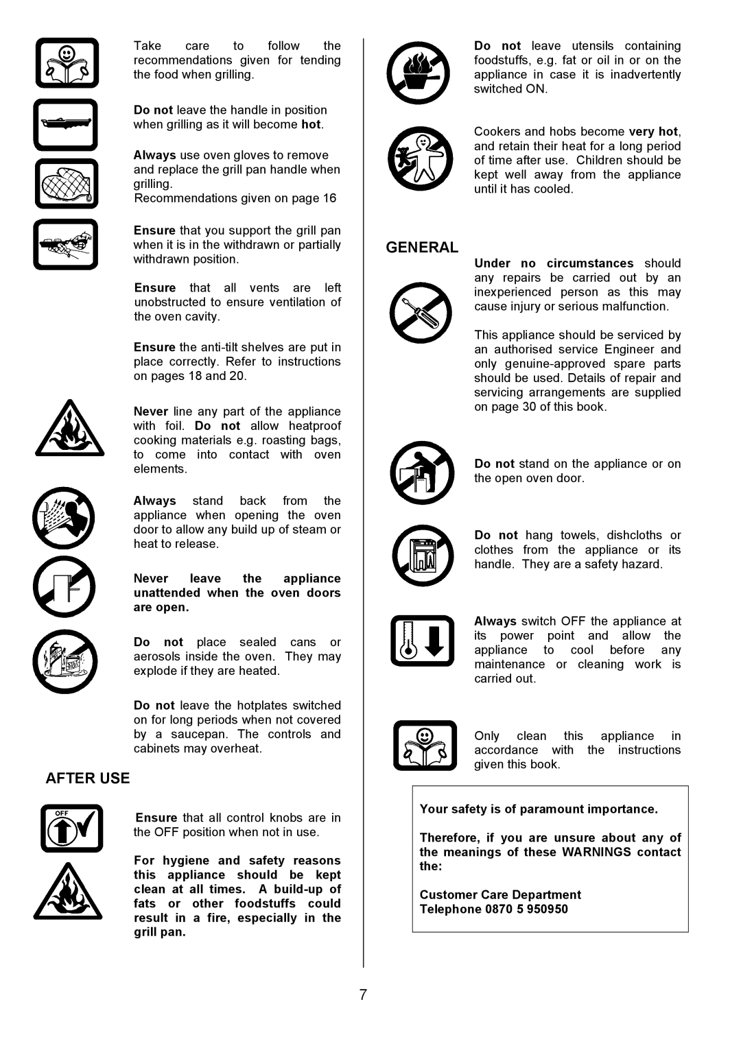 Tricity Bendix RE50GC installation instructions After USE, General 