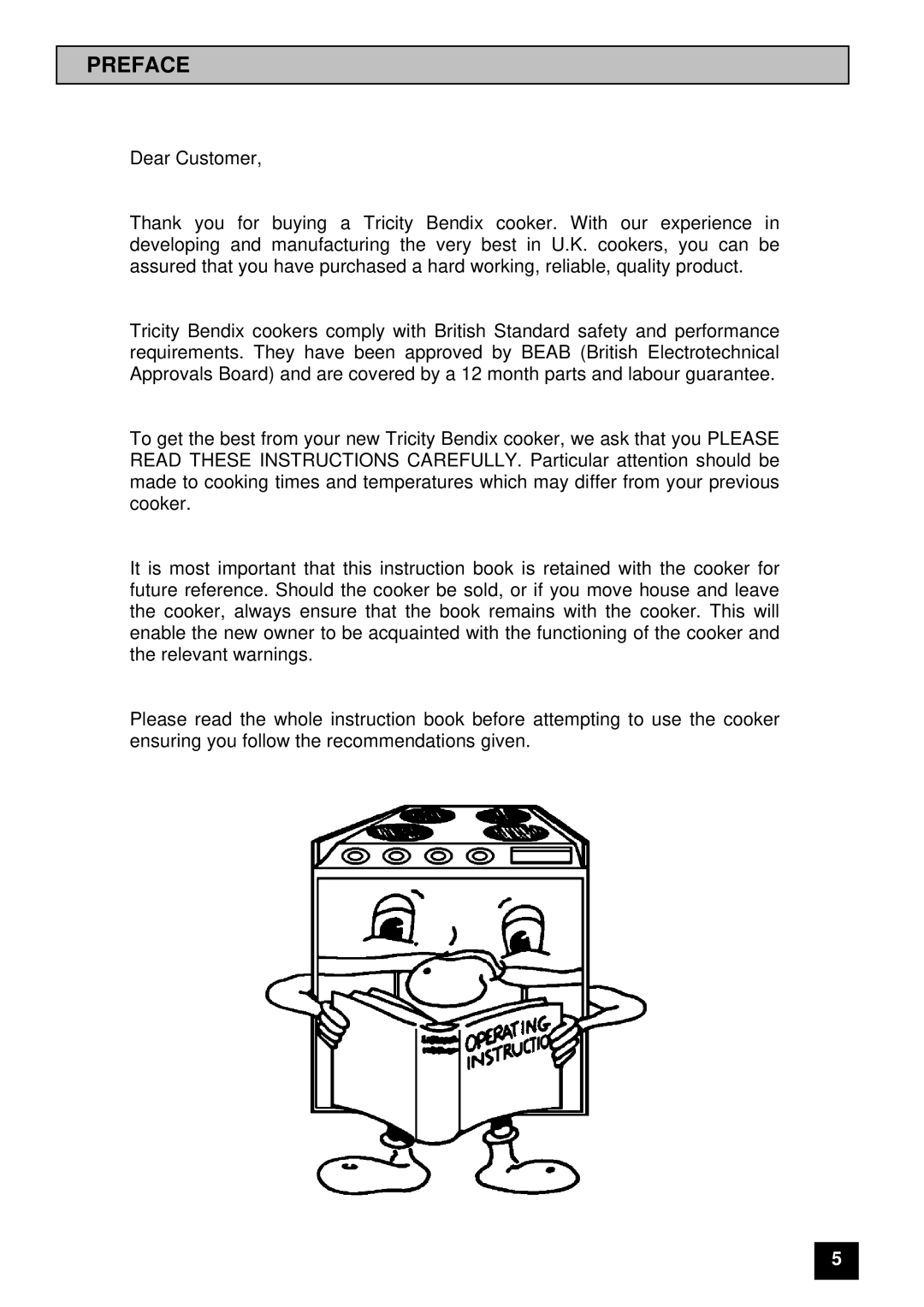 Tricity Bendix RE60 SS, RE60DC installation instructions Preface 