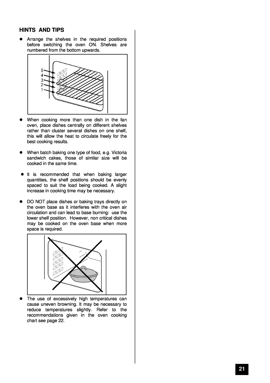 Tricity Bendix RE60GC installation instructions lHINTS AND TIPS, lincrease in cooking time may be necessary 