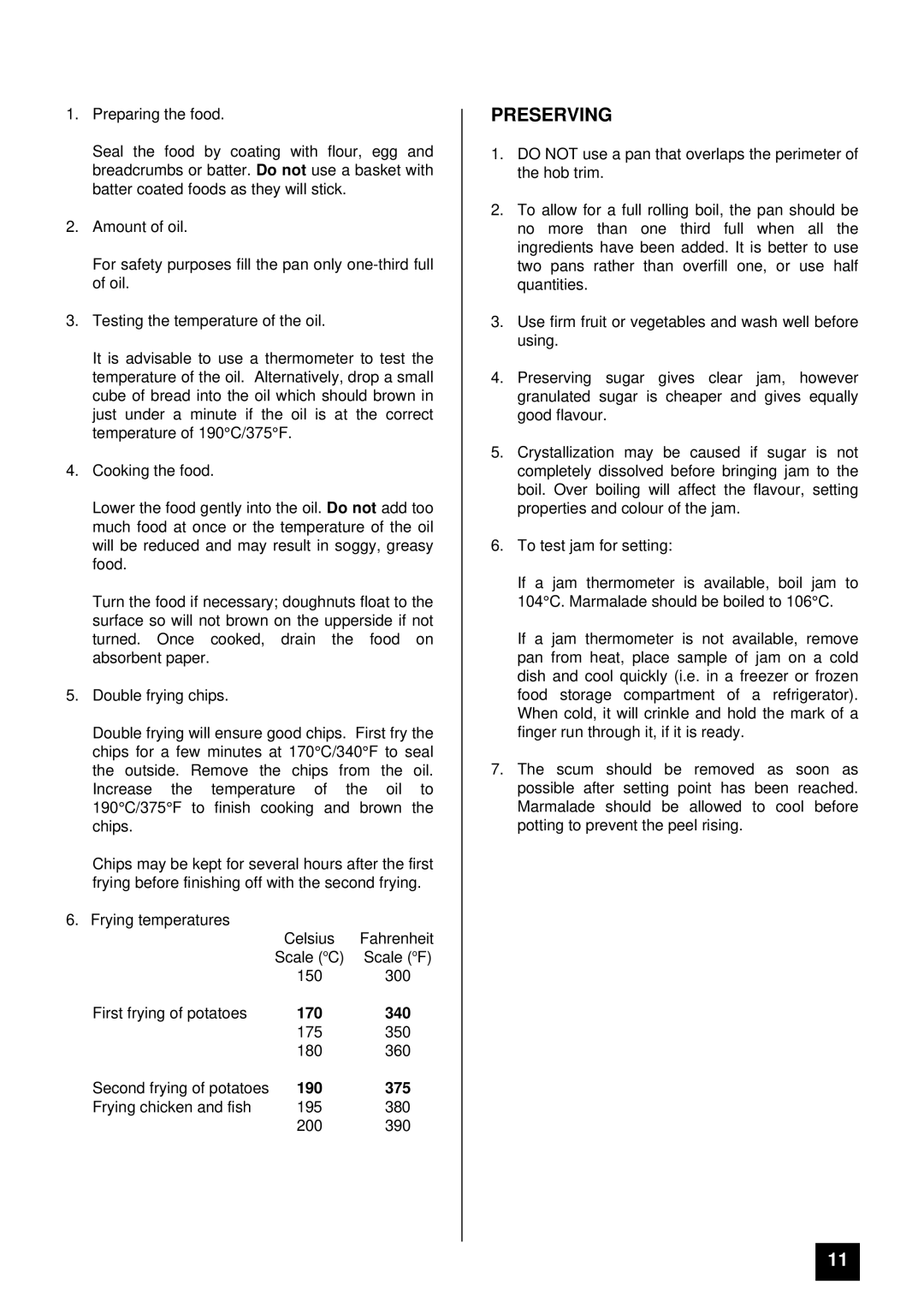 Tricity Bendix SB 200 installation instructions Preserving 