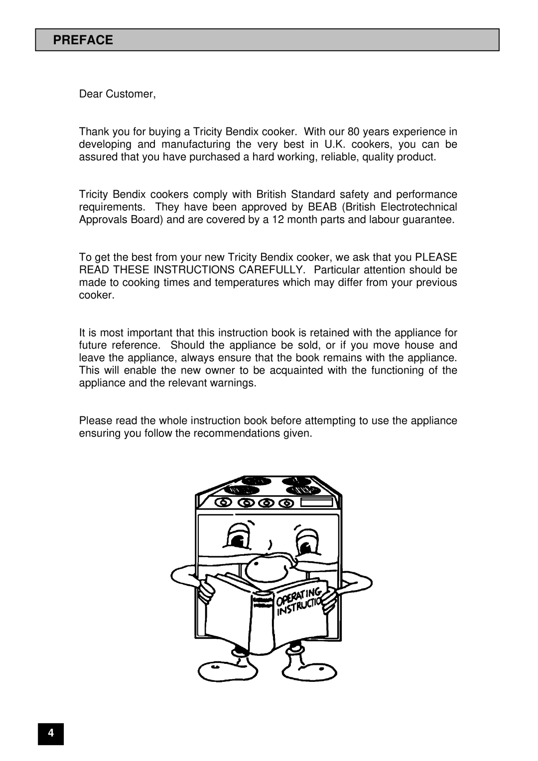 Tricity Bendix SB 200 installation instructions Preface 