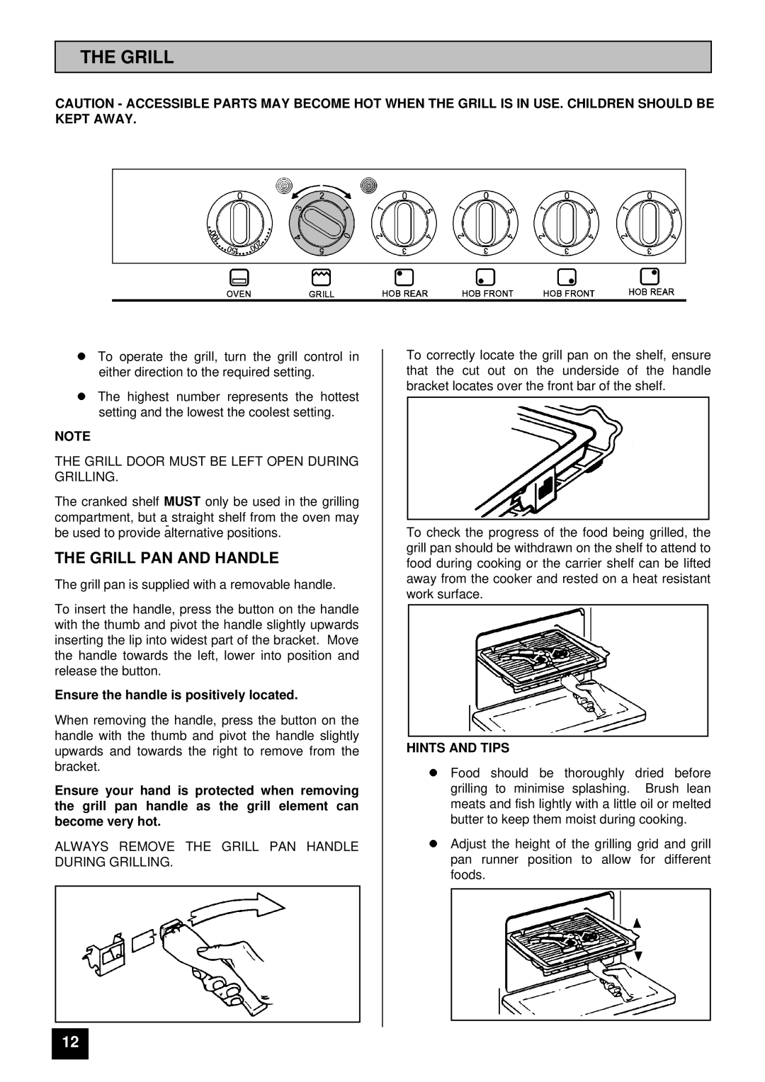 Tricity Bendix SB 410 installation instructions Grill PAN and Handle 