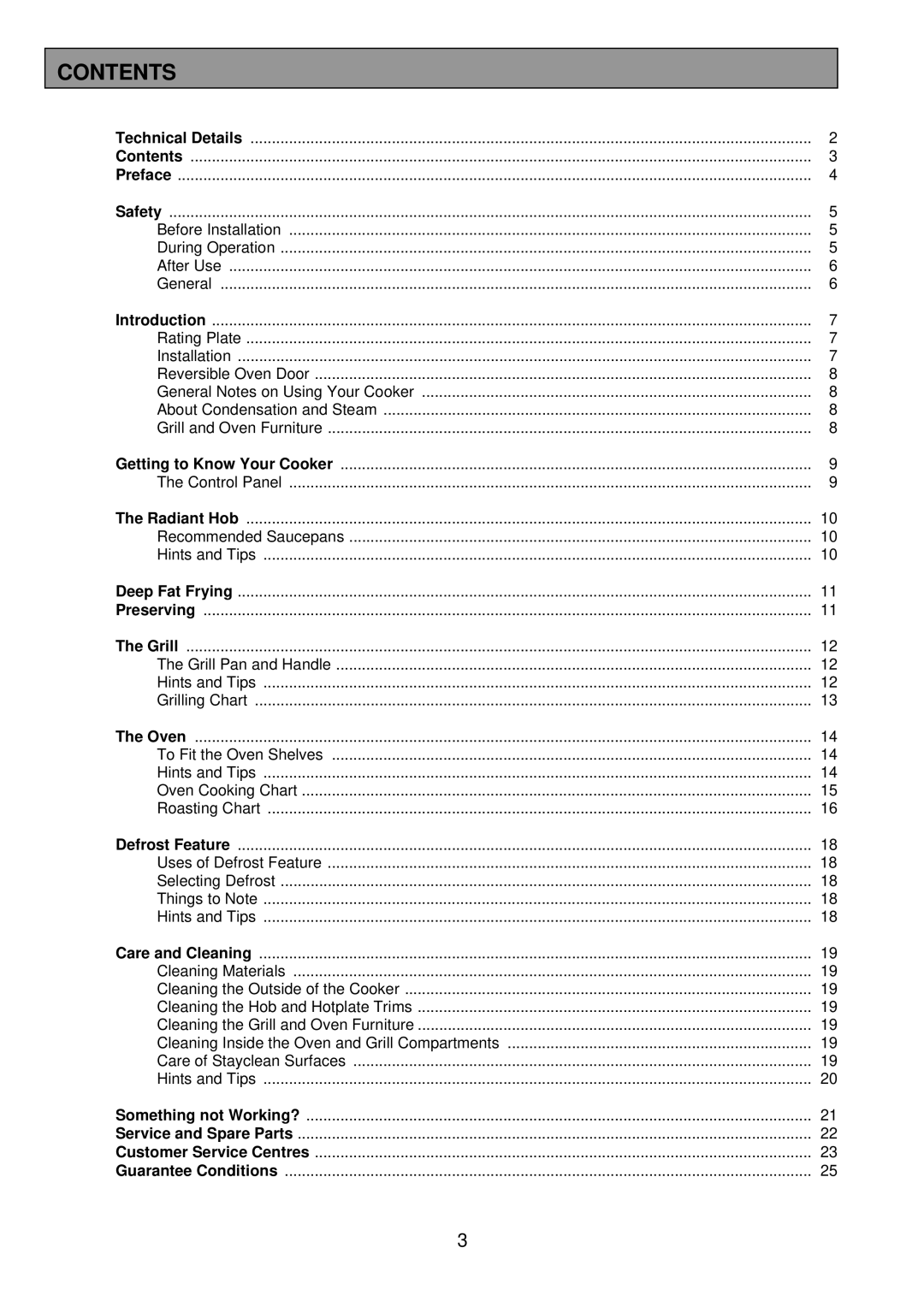 Tricity Bendix SB 415GR installation instructions Contents 