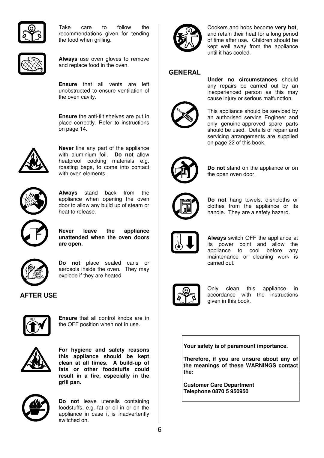 Tricity Bendix SB 415GR installation instructions After USE, General 