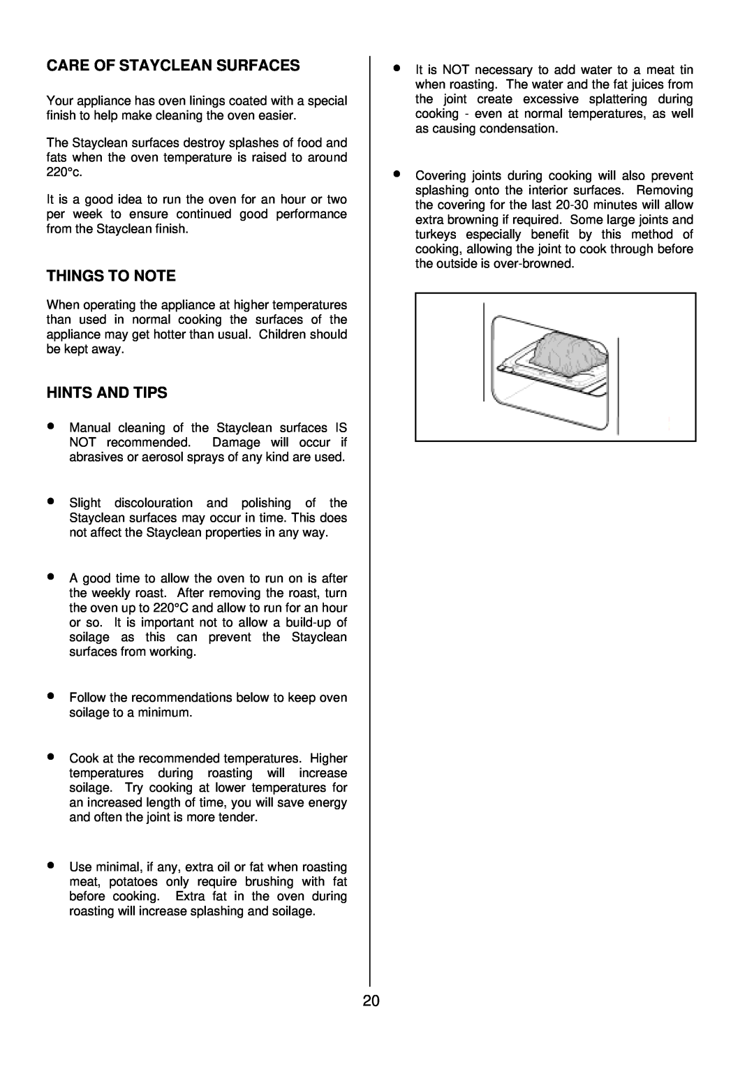 Tricity Bendix SB 415GR installation instructions Care Of Stayclean Surfaces, Things To Note, Hints And Tips 