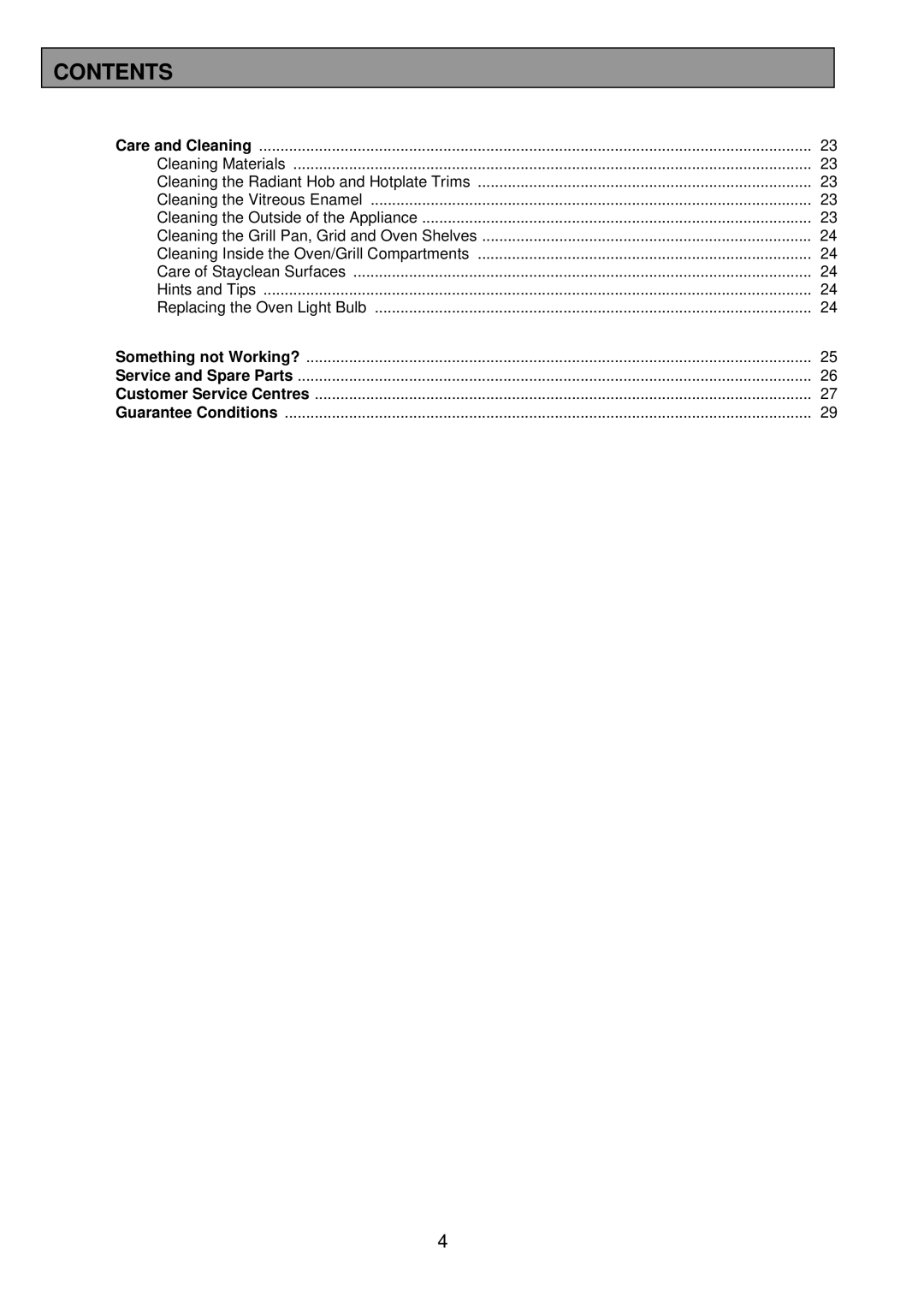 Tricity Bendix SB 422/423 installation instructions Contents 