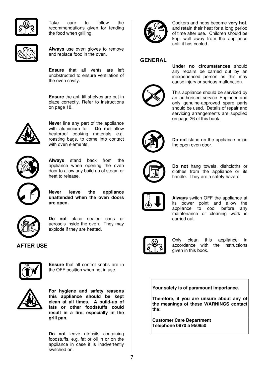 Tricity Bendix SB 422/423 installation instructions After USE, General 