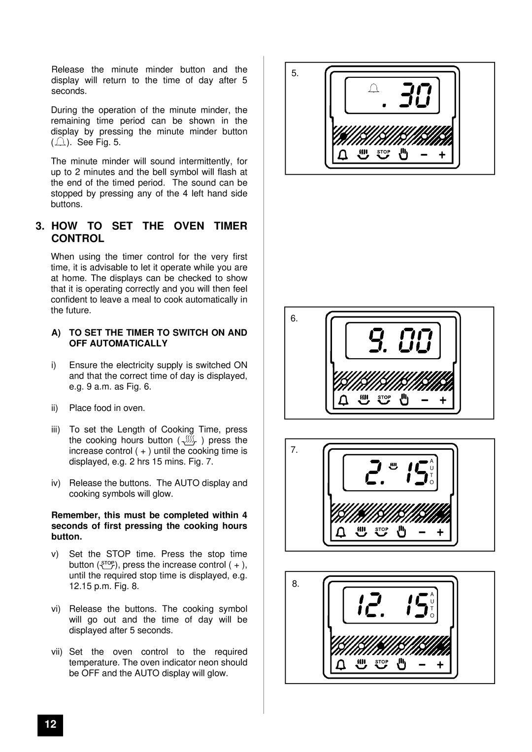 Tricity Bendix SB 461 HOW to SET the Oven Timer Control, To SET the Timer to Switch on and OFF Automatically 