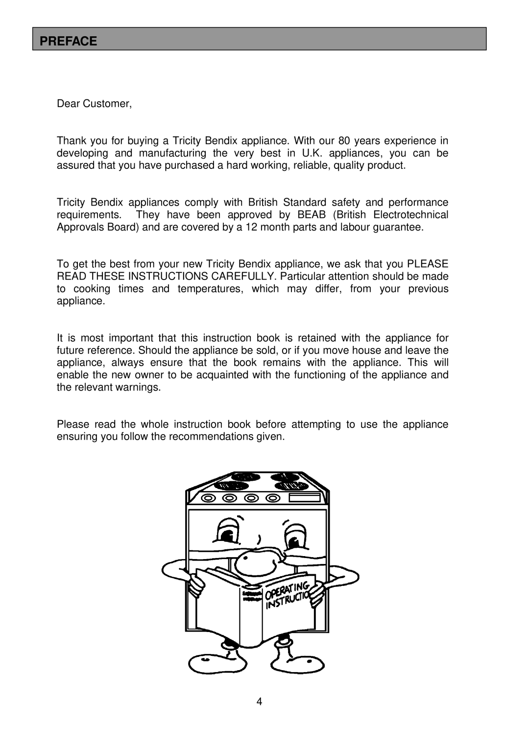 Tricity Bendix SB200 installation instructions Preface 