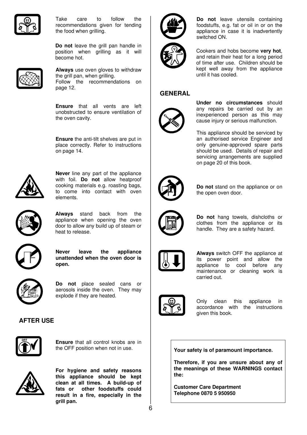 Tricity Bendix SB200 installation instructions After USE, General 