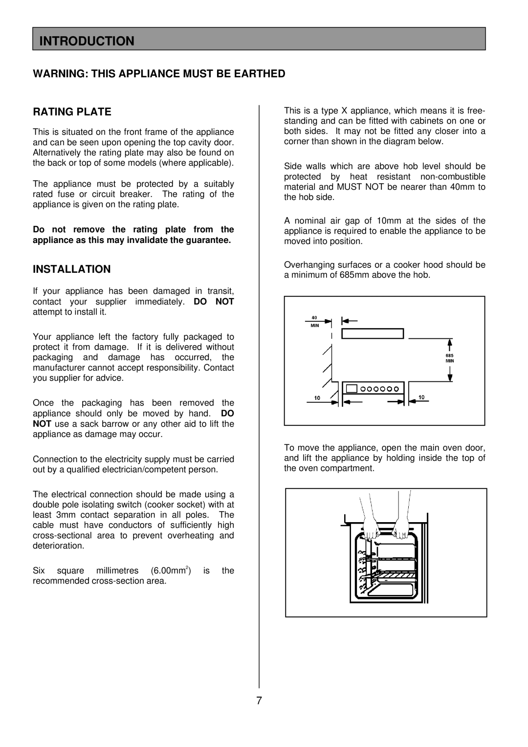 Tricity Bendix SB200 installation instructions Introduction, Rating Plate, Installation 