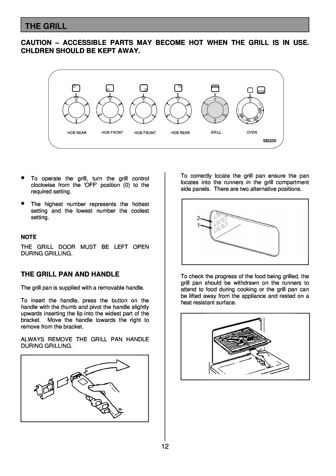 Tricity Bendix SB200 installation instructions The Grill Pan And Handle 