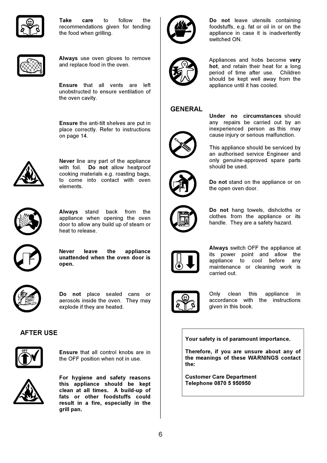 Tricity Bendix SB411 installation instructions After USE, General 