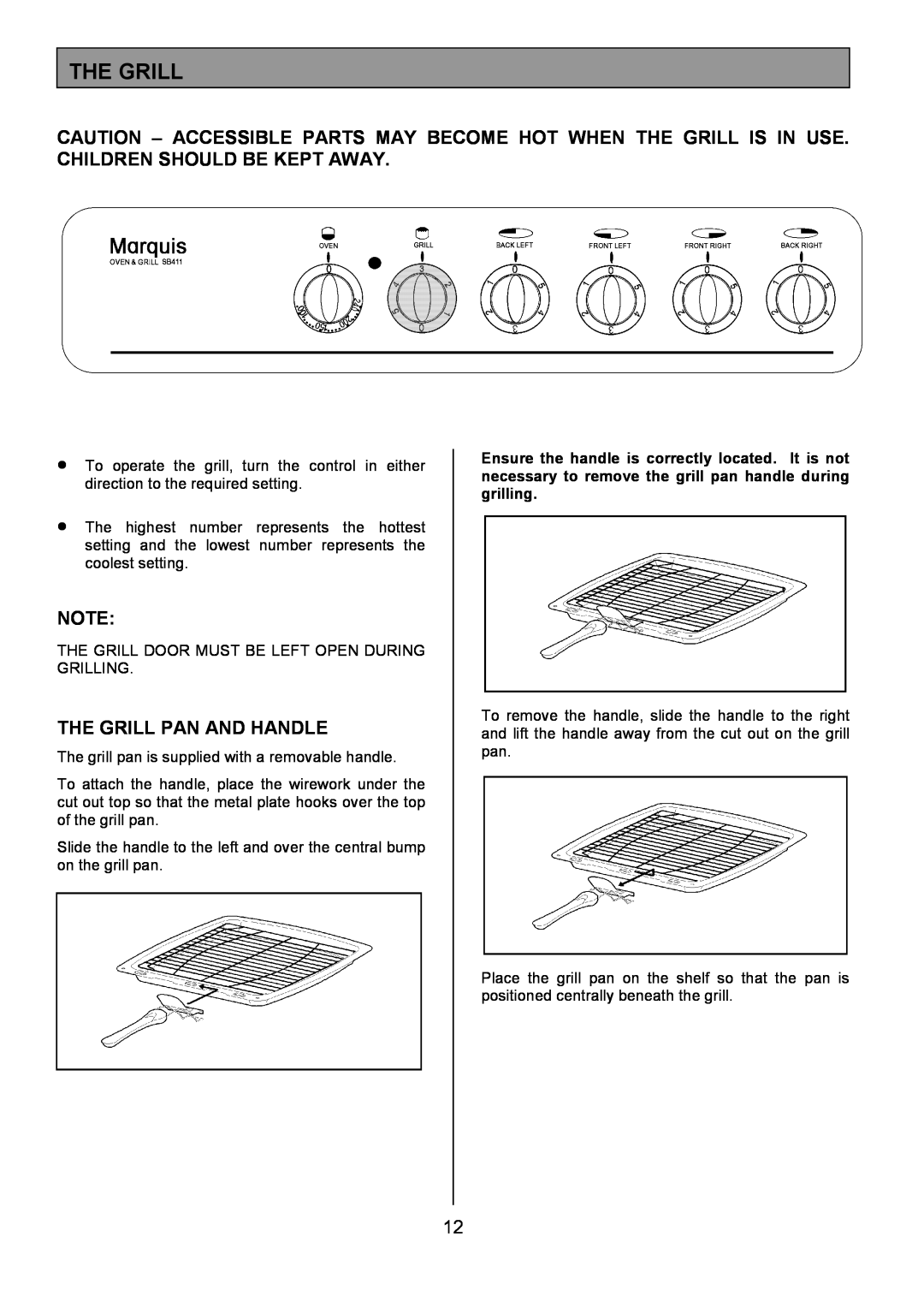 Tricity Bendix SB411 installation instructions The Grill Pan And Handle 