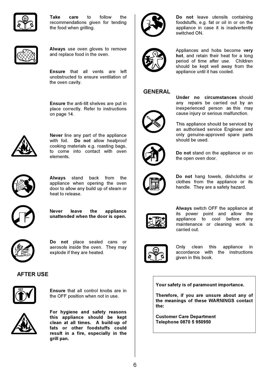 Tricity Bendix SB412 installation instructions After USE, General 