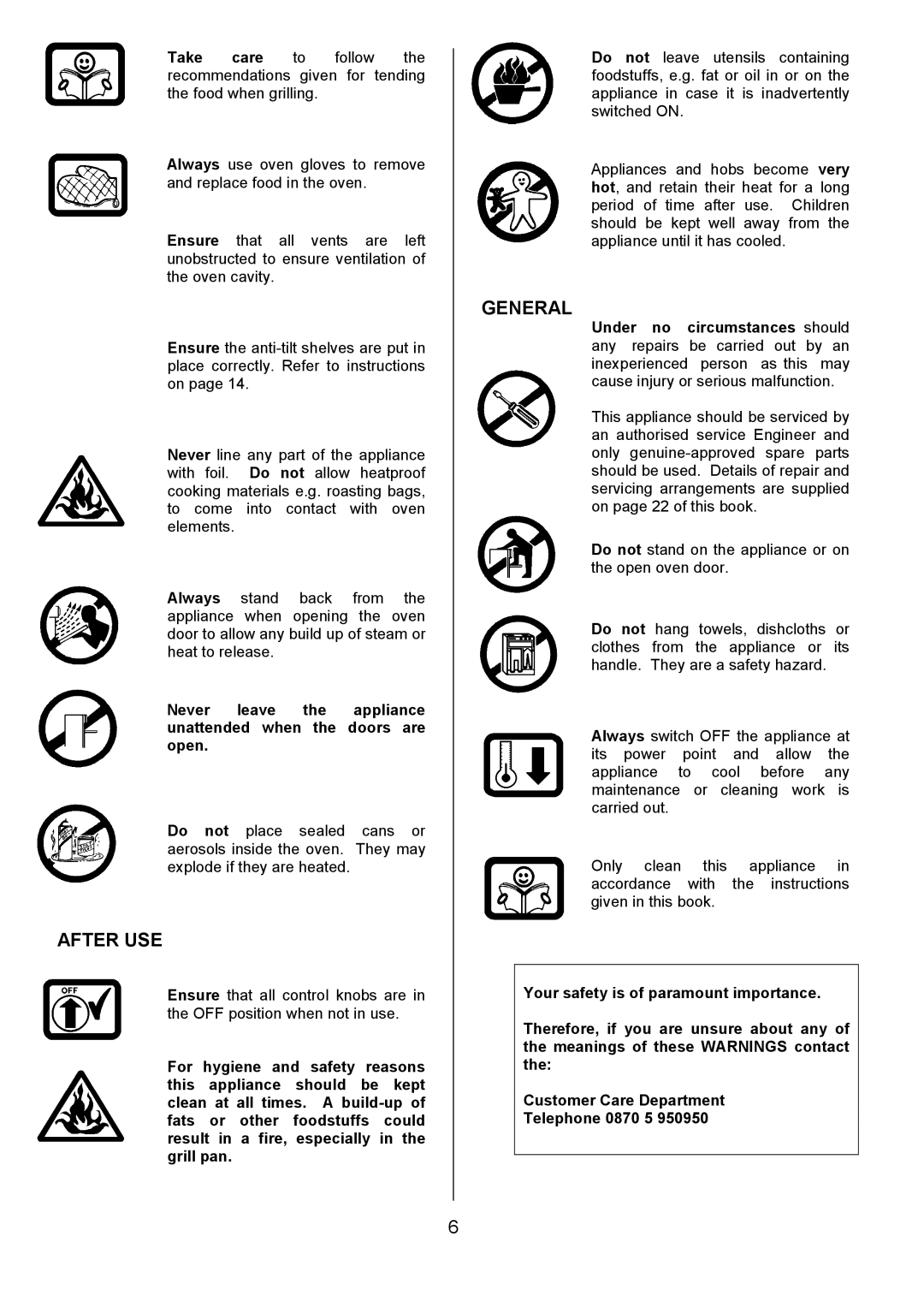 Tricity Bendix SB416 installation instructions After USE, General 