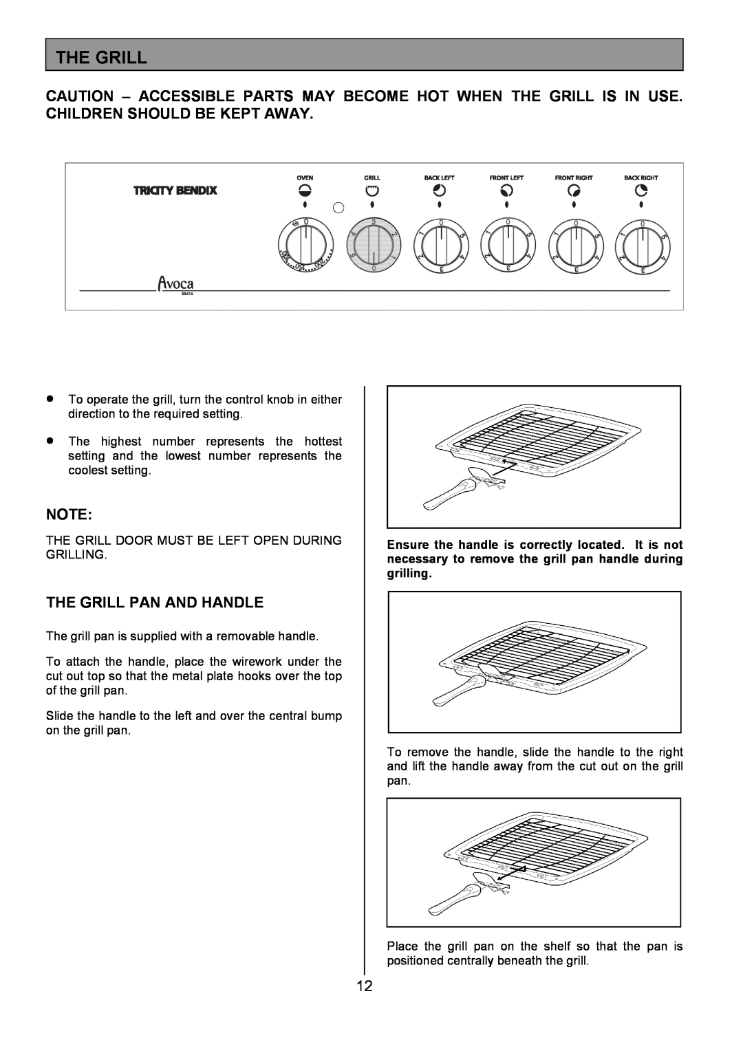 Tricity Bendix SB416 installation instructions The Grill Pan And Handle 