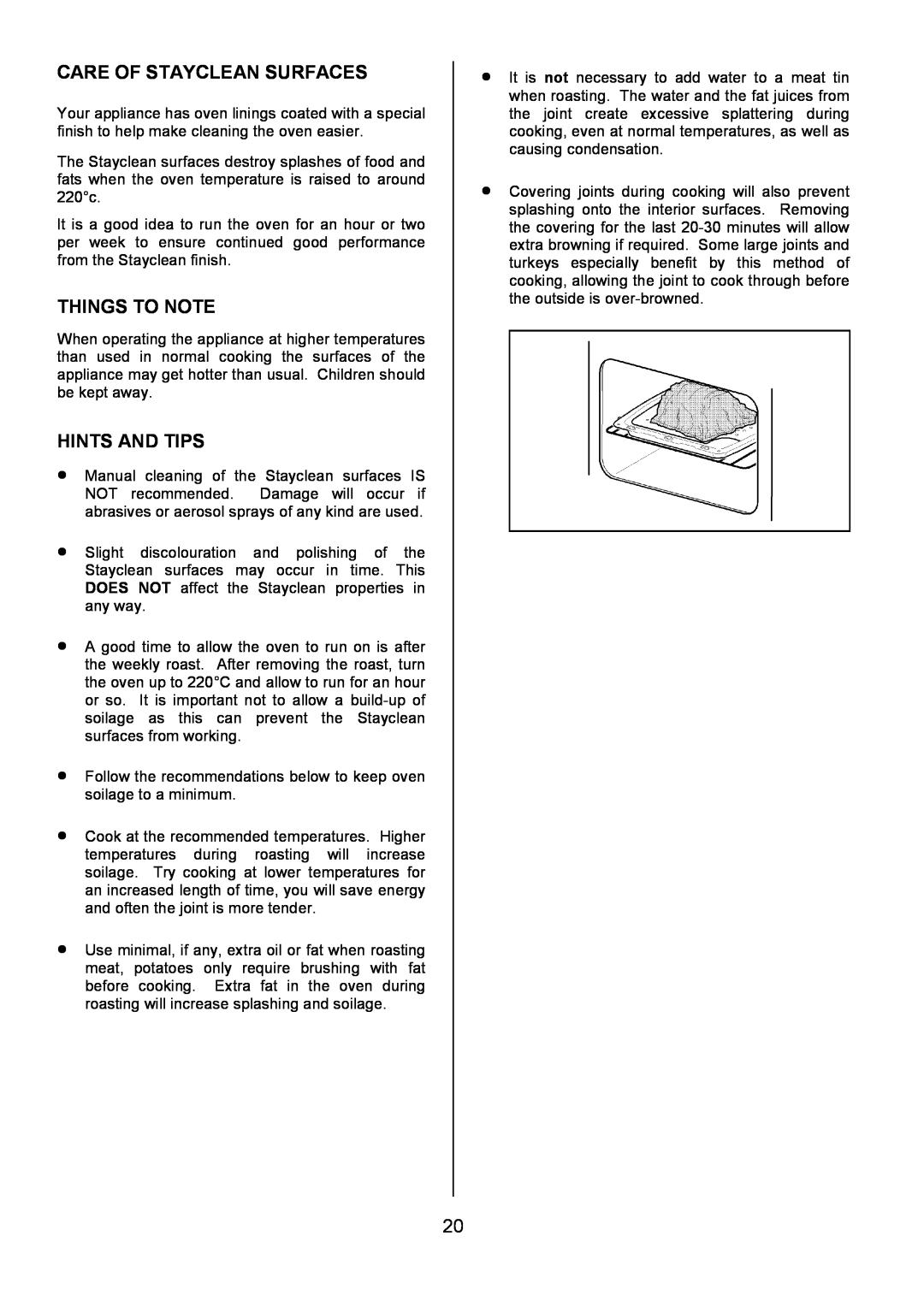Tricity Bendix SB416 installation instructions Care Of Stayclean Surfaces, Things To Note, Hints And Tips 