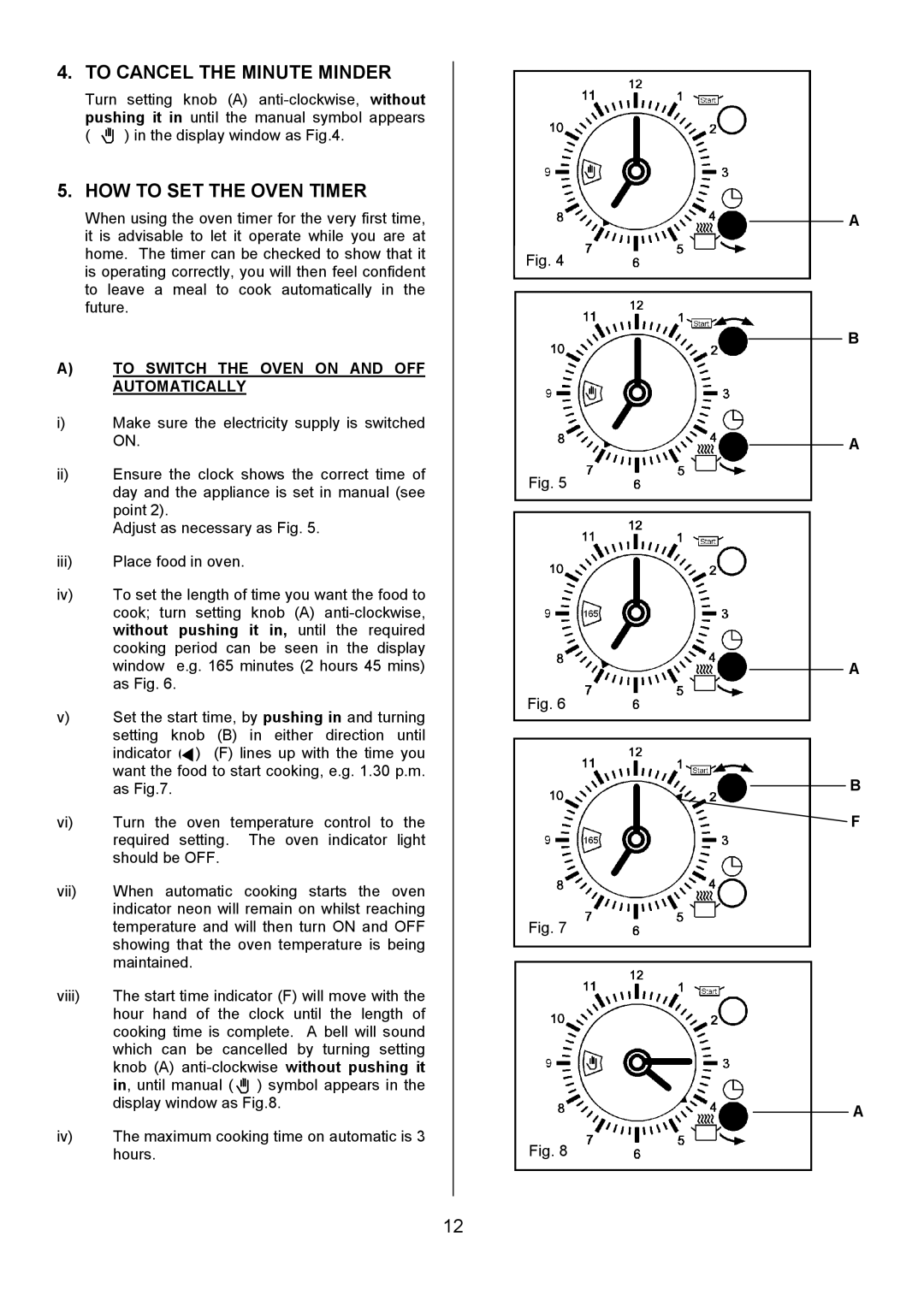 Tricity Bendix SB431 To Cancel the Minute Minder, HOW to SET the Oven Timer, To Switch the Oven on and OFF Automatically 